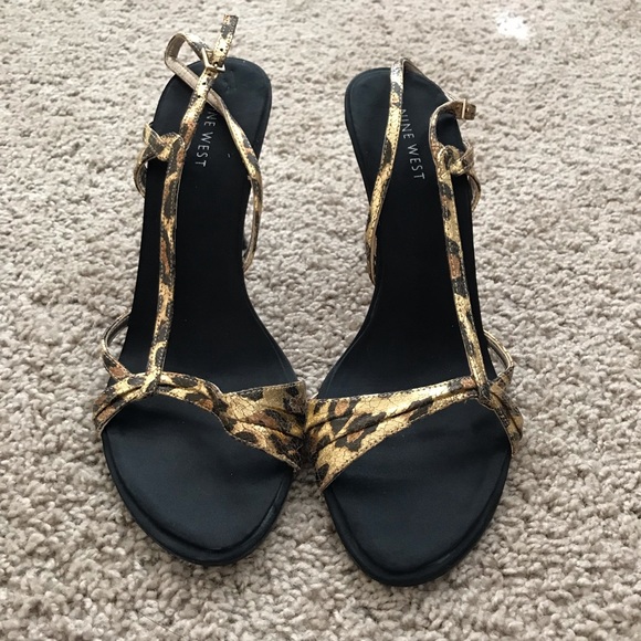 Strappy metallic leopard heeled sandal - Picture 1 of 3